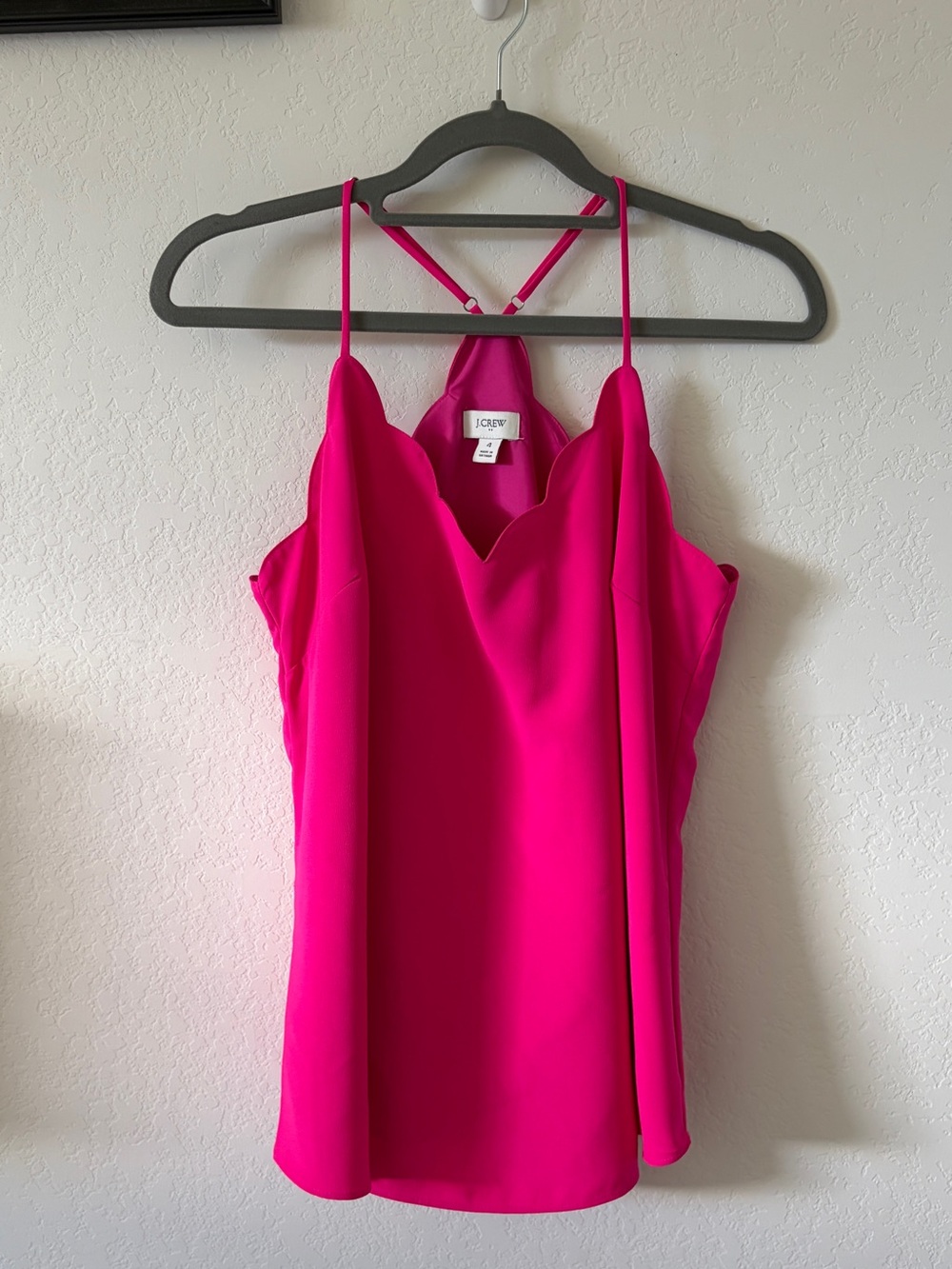 J.CREW Scalloped Cami Hot Pink Racerback Strappy Tank Top Size 4